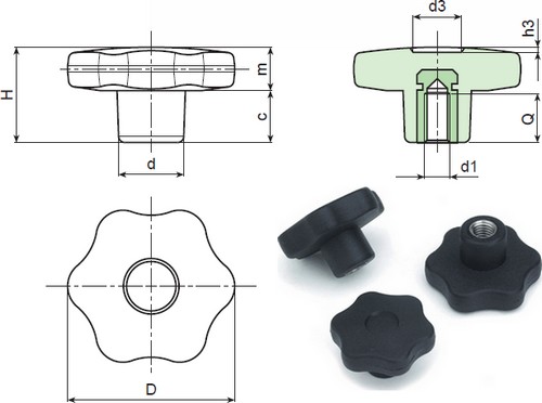 Rozetă cu bucşă inox şi filet interior