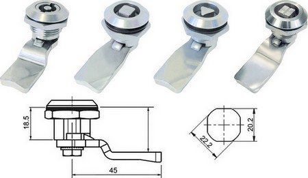 Broască inox cu rotaţie 1/4 cu arc