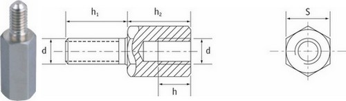 Distanţier hexagonal cu filet exterior