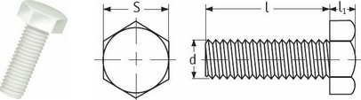 Şuruburi cu cap hexagonal - PVDF,PP